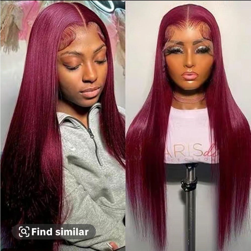 Burgundy Lace Front Wig 100% human hair 26 inches